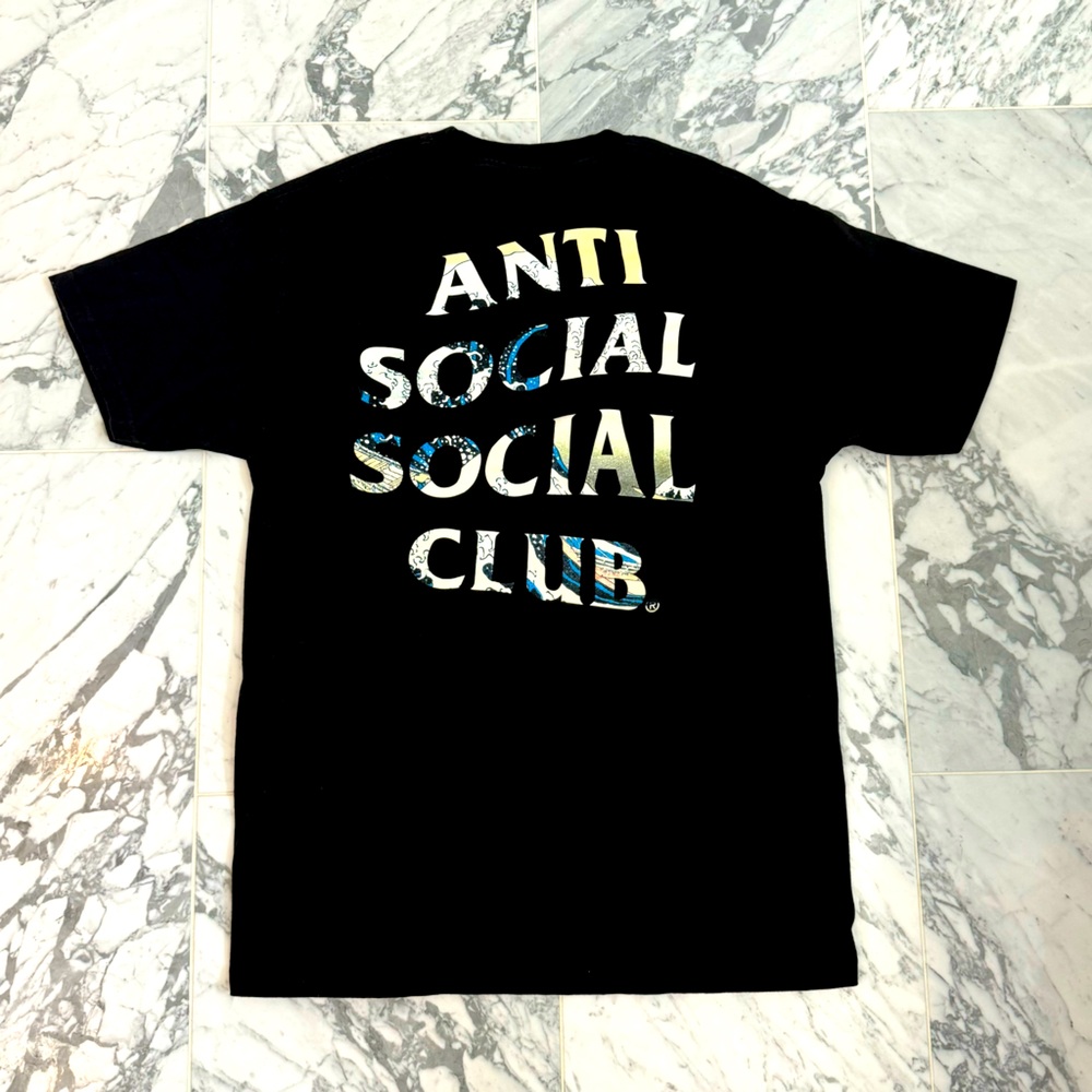 Anti Social Social Club Members Only Black T-Shirt with Wave motif